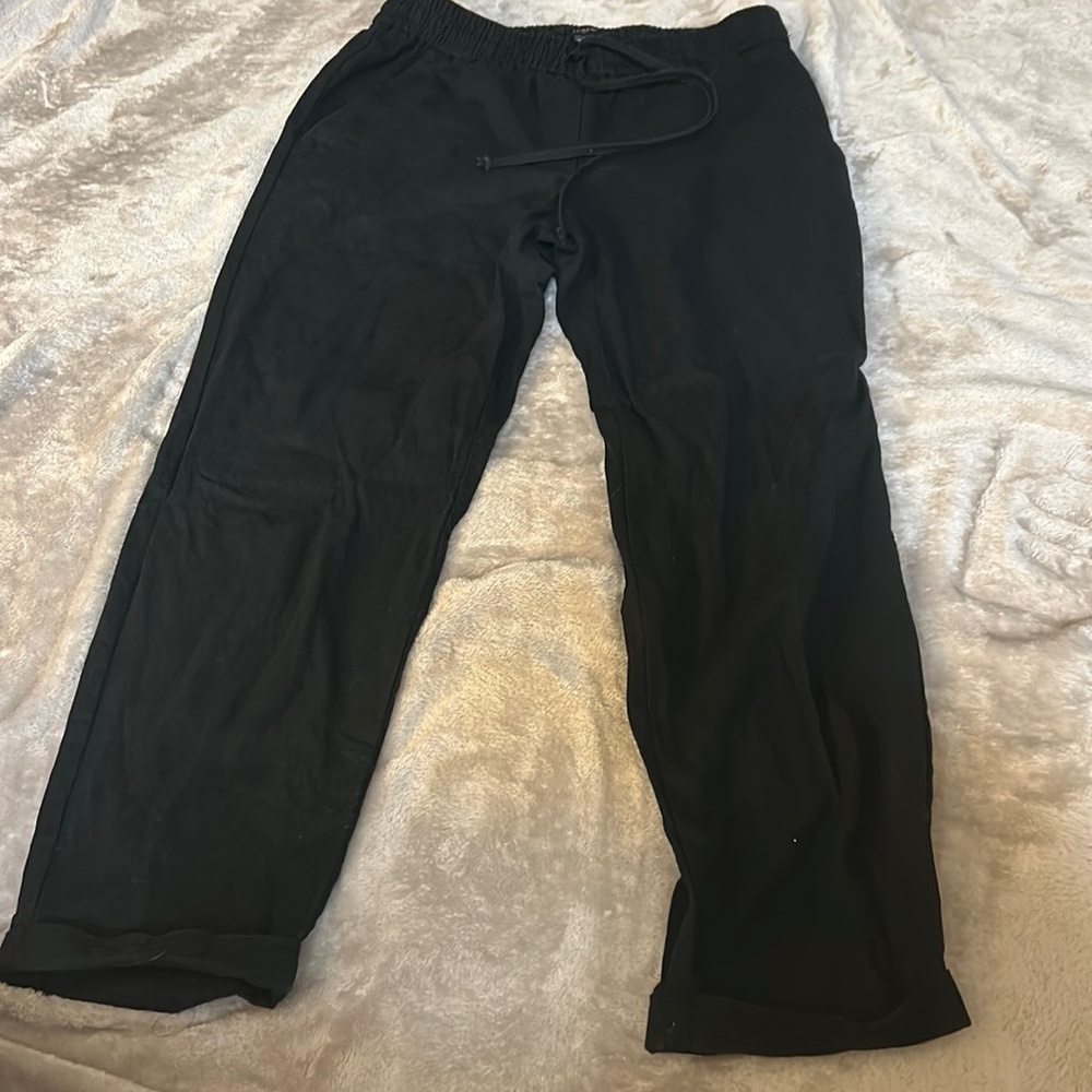 J crew black linen blend cropped pants